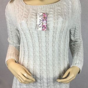 Stylish Off white long sleeved round neck Red Roza Brand Turkish womens sweater